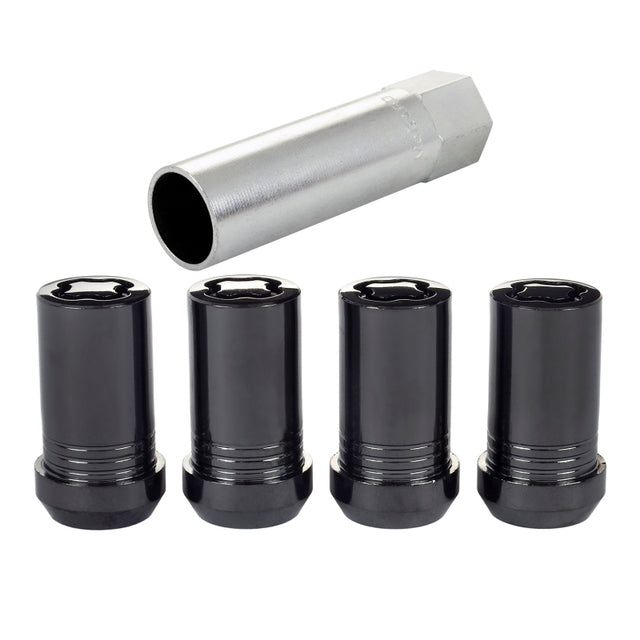 McGard Wheel Lock Nut Set - 4pk. (Tuner / Cone Seat) M14X1.5 / 22mm Hex / 1.648in. Length - Black McGard Lug Nuts  AXOPROS