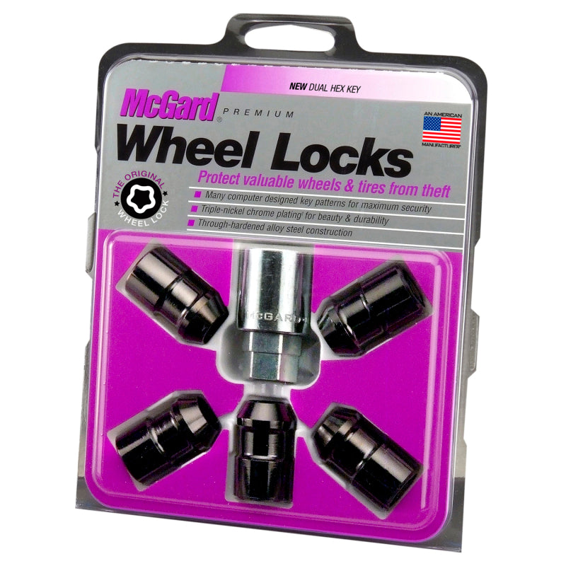 McGard Wheel Lock Nut Set - 5pk. (Cone Seat) 1/2-20 / 3/4 &13/16 Dual Hex / 1.46in. Length - Black McGard Lug Nuts  AXOPROS