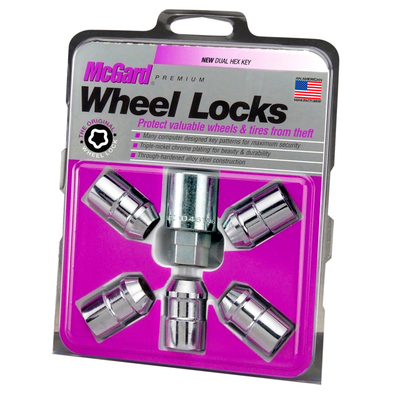 McGard Wheel Lock Nut Set - 5pk. (Cone Seat) 1/2-20 / 3/4 &13/16 Dual Hex / 1.46in. Length - Chrome McGard Lug Nuts  AXOPROS