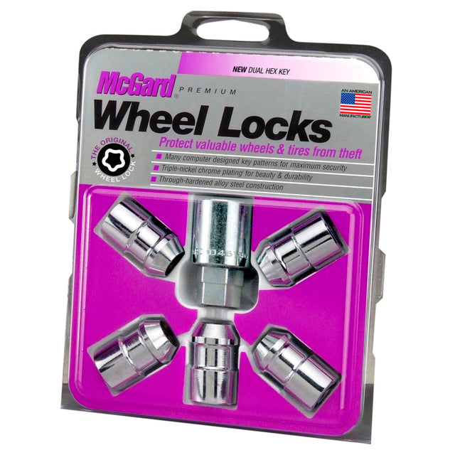 McGard Wheel Lock Nut Set - 5pk. (Cone Seat) 1/2-20 / 3/4 &13/16 Dual Hex / 1.46in. Length - Chrome McGard Lug Nuts  AXOPROS