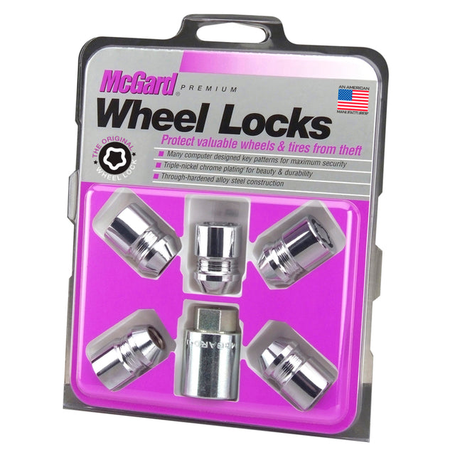 McGard Wheel Lock Nut Set - 5pk. (Cone Seat) M12X1.5 / 13/16 Hex / 1.28in. Length - Chrome McGard Lug Nuts  AXOPROS