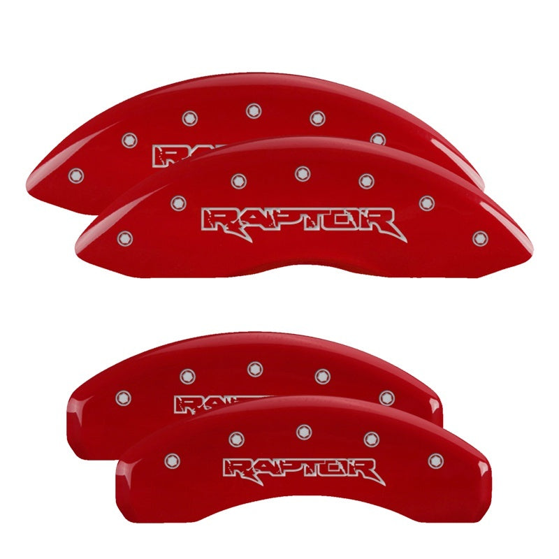 MGP 4 Caliper Covers Engraved Front & Rear Raptor Red finish silver ch MGP Caliper Covers AXOPROS