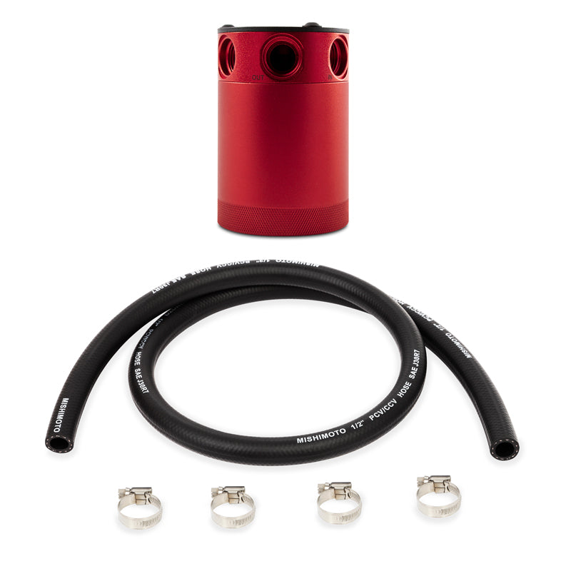 Mishimoto Compact Baffled Oil Catch Can 3-Port - Red Mishimoto Oil Catch Cans AXOPROS