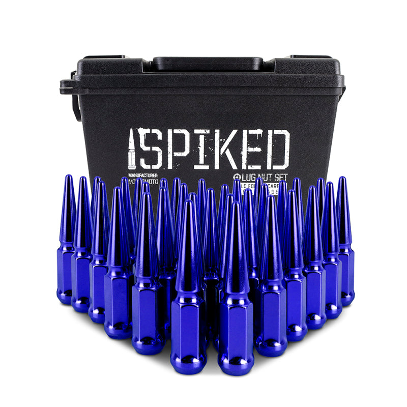 Mishimoto Mishimoto Steel Spiked Lug Nuts M14 x 1.5 32pc Set Blue Mishimoto Lug Nuts AXOPROS