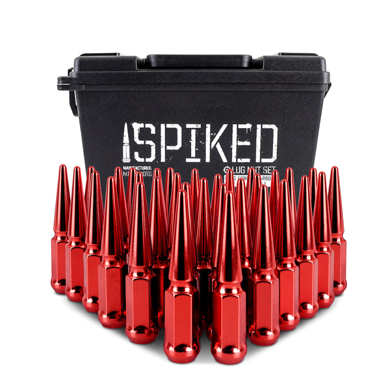 Mishimoto Mishimoto Steel Spiked Lug Nuts M14 x 1.5 32pc Set Red Mishimoto Lug Nuts  AXOPROS