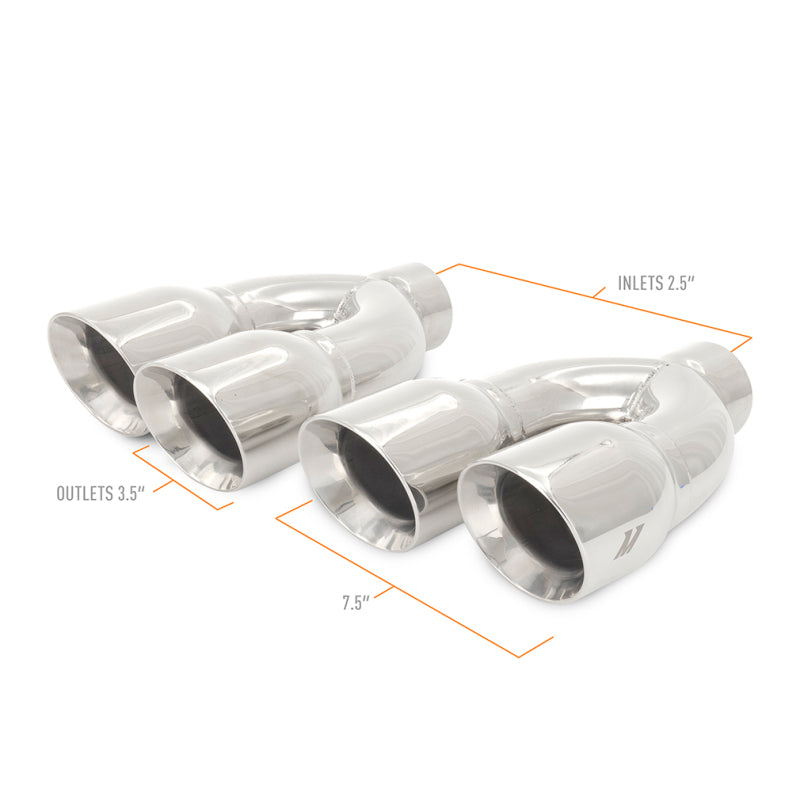 Mishimoto Universal Steel Muffler Tip 2.5in Inlet Dual Y Polished Mishimoto Muffler AXOPROS