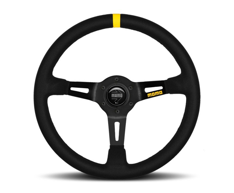 Momo MOD08 Steering Wheel 350 mm - Black Suede/Black Spokes/1 Stripe MOMO Steering Wheels AXOPROS