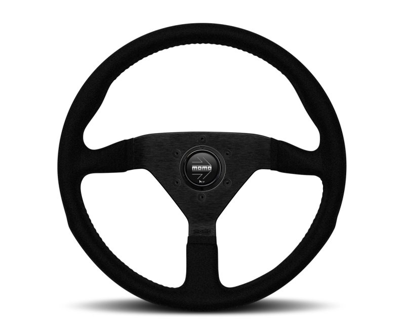 Momo Montecarlo Alcantara Steering Wheel 350 mm - Black/Black Stitch/Black Spokes MOMO Steering Wheels AXOPROS