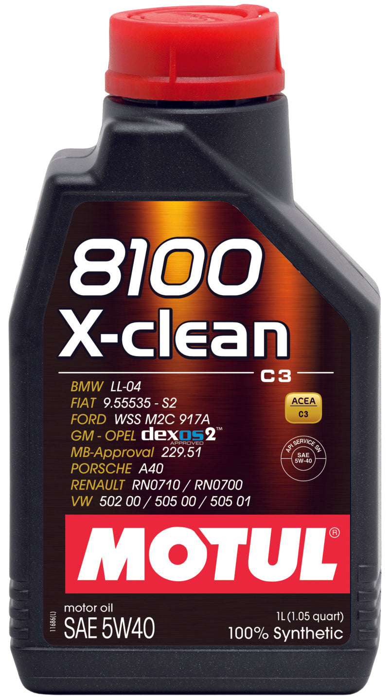 Motul 1L Synthetic Engine Oil 8100 5W40 X-CLEAN C3 -505 01-502 00-505 00-LL04 Motul Motor Oils AXOPROS