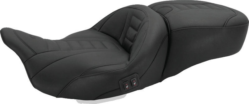 Mustang 08-21 Harley Electra Glide, Rd Glide, Rd King, Str Glide Heated 1PC Seat Deluxe-Black Mustang Motorcycle One-Piece Motorcycle Seats AXOPROS
