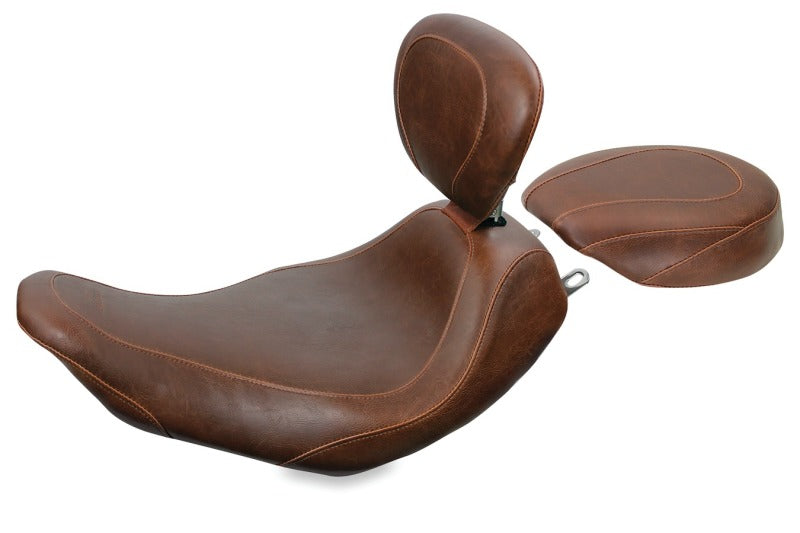 Mustang 97-07 Harley Rd King,06-07 Str Glide,00-05 Eagle Wide Tripper Solo Seat - Brown Mustang Motorcycle Solo Motorcycle Seats AXOPROS