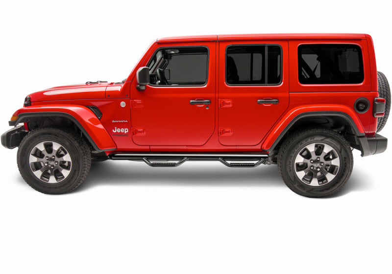 N-Fab Nerf Step 2018 Jeep Wrangler JL SUV 4 Door- Gloss Black - W2W - 3in N-Fab Side Steps AXOPROS