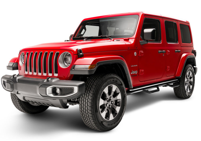 N-Fab Nerf Step 2018 Jeep Wrangler JL SUV 4 Door- Gloss Black - W2W - 3in N-Fab Side Steps AXOPROS