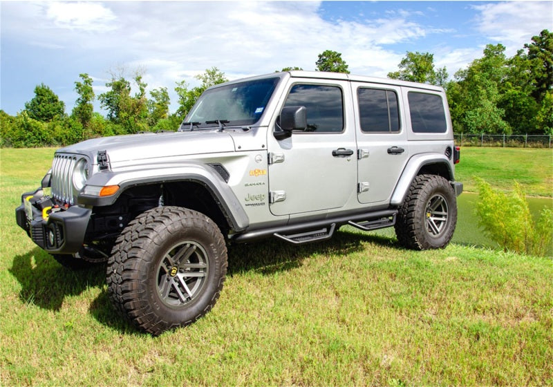 N-Fab Podium LG 2018 Jeep Wrangler JL 4DR SUV - Full Length - Tex. Black - 3in N-Fab Side Steps AXOPROS