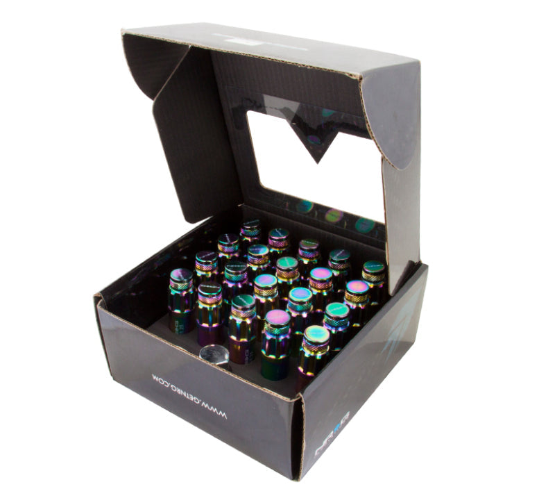 NRG 700 Series M12 X 1.25 Steel Lug Nut w/Dust Cap Cover Set 21 Pc w/Locks & Lock Socket - Neochrome NRG Lug Nuts AXOPROS