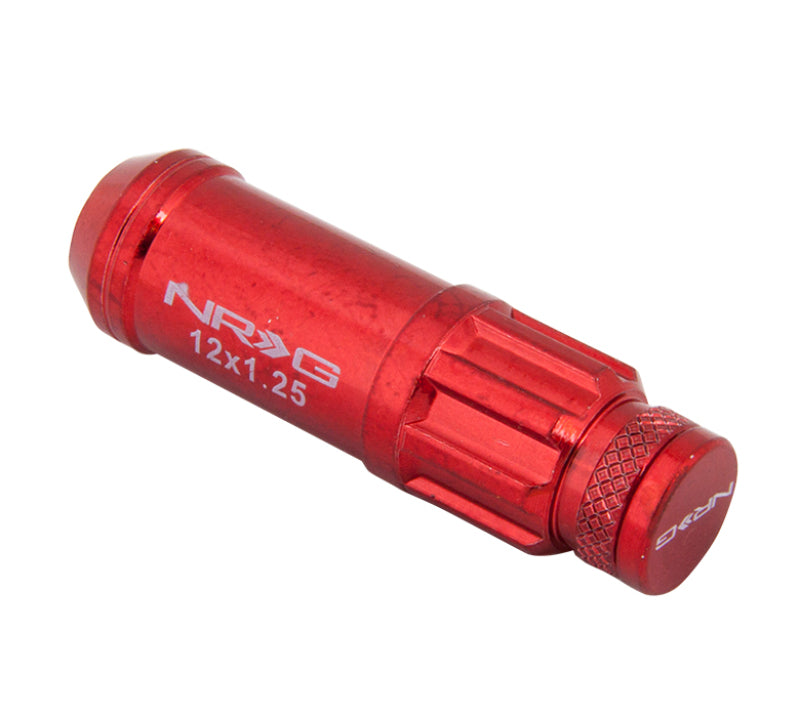 NRG 700 Series M12 X 1.25 Steel Lug Nut w/Dust Cap Cover Set 21 Pc w/Locks & Lock Socket - Red NRG Lug Nuts AXOPROS