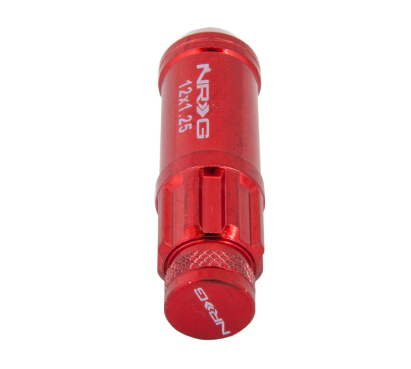 NRG 700 Series M12 X 1.25 Steel Lug Nut w/Dust Cap Cover Set 21 Pc w/Locks & Lock Socket - Red NRG Lug Nuts AXOPROS
