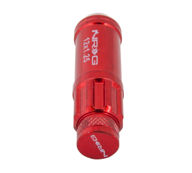 NRG 700 Series M12 X 1.25 Steel Lug Nut w/Dust Cap Cover Set 21 Pc w/Locks & Lock Socket - Red NRG Lug Nuts AXOPROS