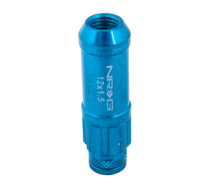 NRG 700 Series M12 X 1.5 Steel Lug Nut w/Dust Cap Cover Set 21 Pc w/Locks & Lock Socket - Blue NRG Lug Nuts AXOPROS