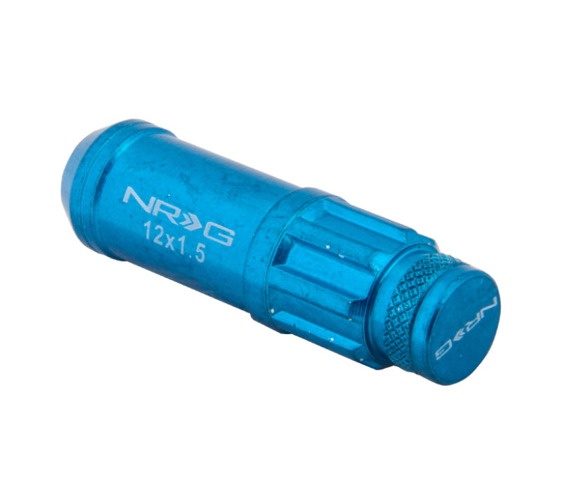 NRG 700 Series M12 X 1.5 Steel Lug Nut w/Dust Cap Cover Set 21 Pc w/Locks & Lock Socket - Blue NRG Lug Nuts AXOPROS