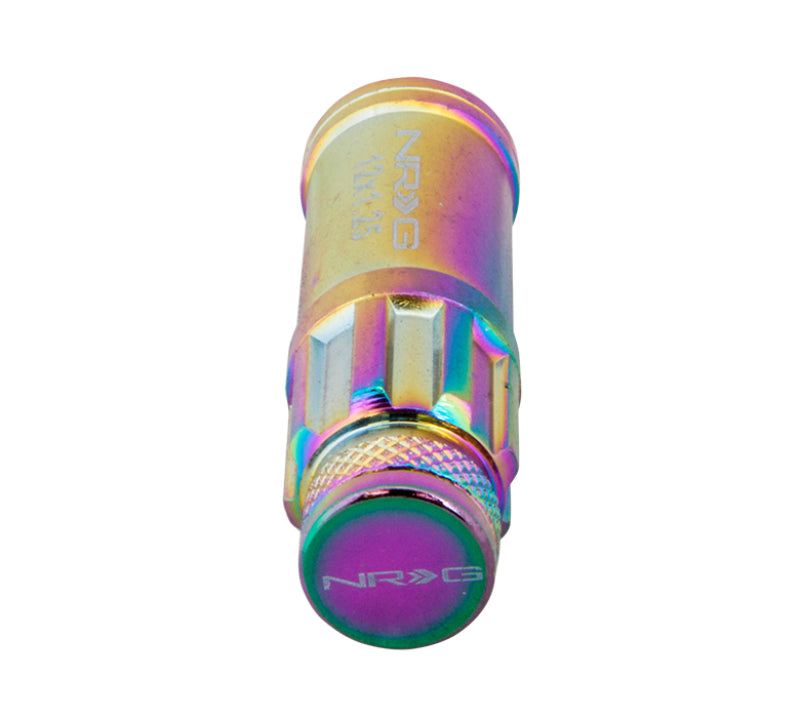 NRG 700 Series M12 X 1.5 Steel Lug Nut w/Dust Cap Cover Set 21 Pc w/Locks & Lock Socket - Neochrome NRG Lug Nuts  AXOPROS