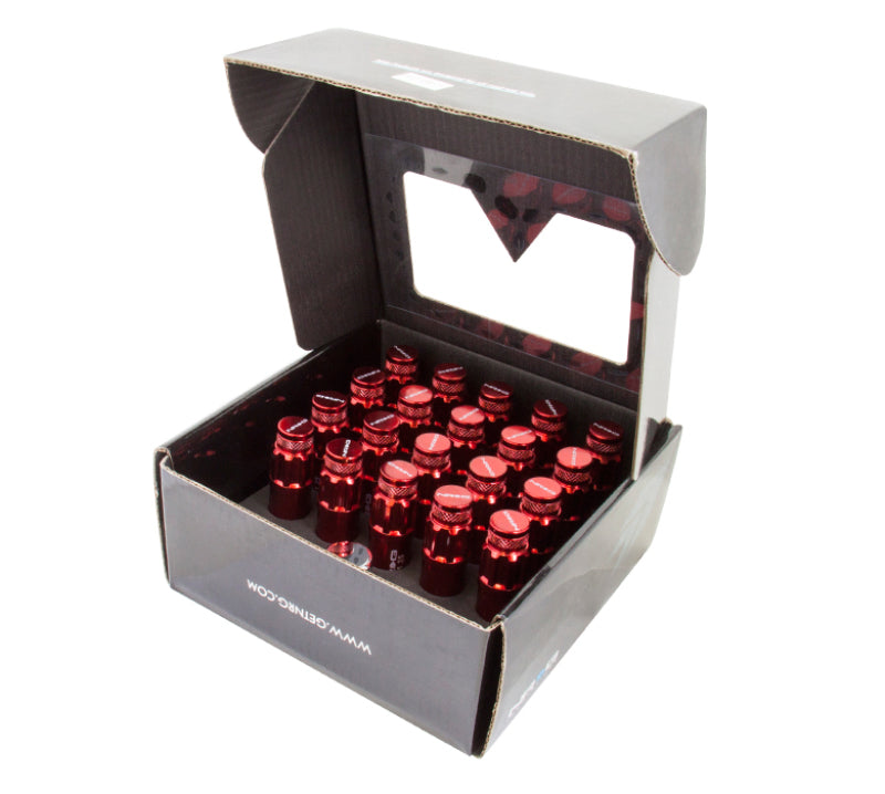 NRG 700 Series M12 X 1.5 Steel Lug Nut w/Dust Cap Cover Set 21 Pc w/Locks & Lock Socket - Red NRG Lug Nuts AXOPROS