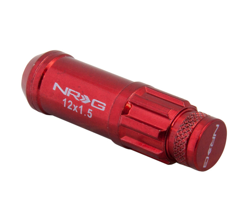 NRG 700 Series M12 X 1.5 Steel Lug Nut w/Dust Cap Cover Set 21 Pc w/Locks & Lock Socket - Red NRG Lug Nuts AXOPROS