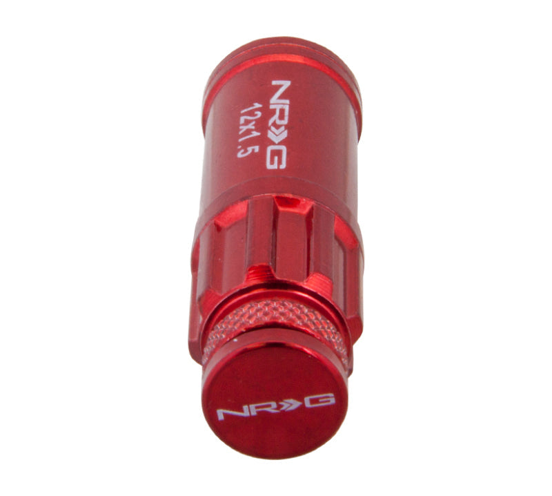NRG 700 Series M12 X 1.5 Steel Lug Nut w/Dust Cap Cover Set 21 Pc w/Locks & Lock Socket - Red NRG Lug Nuts AXOPROS