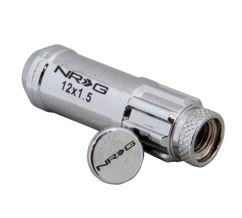 NRG 700 Series M12 X 1.5 Steel Lug Nut w/Dust Cap Cover Set 21 Pc w/Locks & Lock Socket - Silver NRG Lug Nuts  AXOPROS