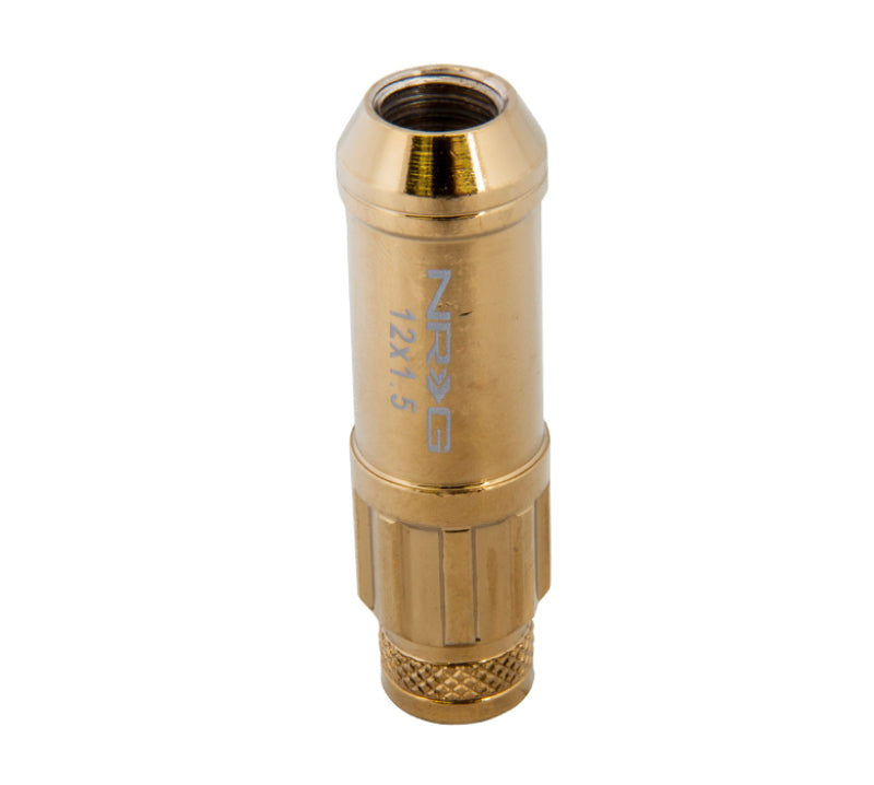 NRG 700 Series M12 X 1.5 Steel Lug Nut w/Dust Cap Cover Set 21 Pc w/Locks & Socket - Chrome Gold NRG Lug Nuts AXOPROS