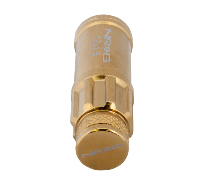 NRG 700 Series M12 X 1.5 Steel Lug Nut w/Dust Cap Cover Set 21 Pc w/Locks & Socket - Chrome Gold NRG Lug Nuts AXOPROS