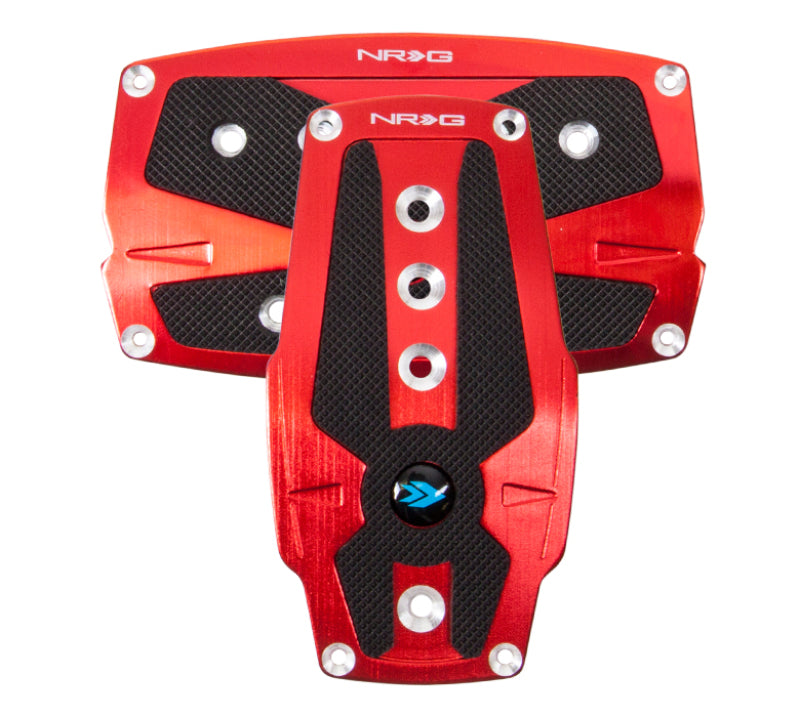 NRG Brushed Aluminum Sport Pedal A/T - Red w/Black Rubber Inserts NRG Pedal Covers AXOPROS