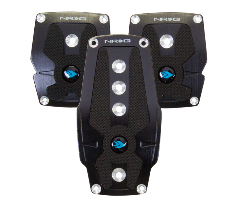 NRG Brushed Aluminum Sport Pedal M/T - Black w/Black Rubber Inserts NRG Pedal Covers AXOPROS