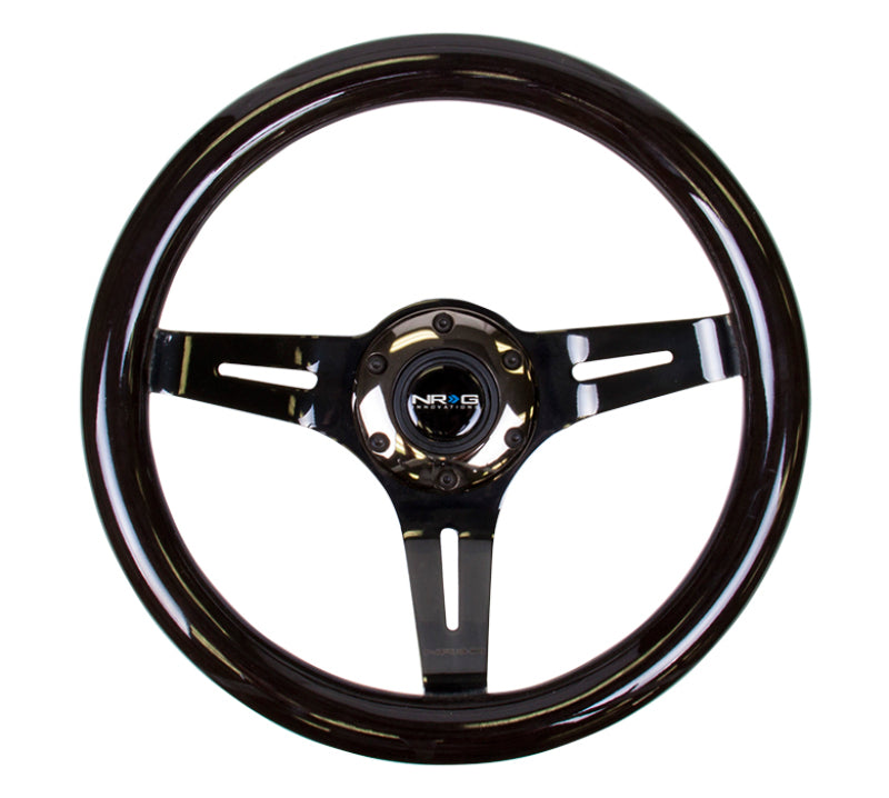 NRG Classic Wood Grain Steering Wheel (310mm) Black w/Black Chrome 3-Spoke Center NRG Steering Wheels AXOPROS