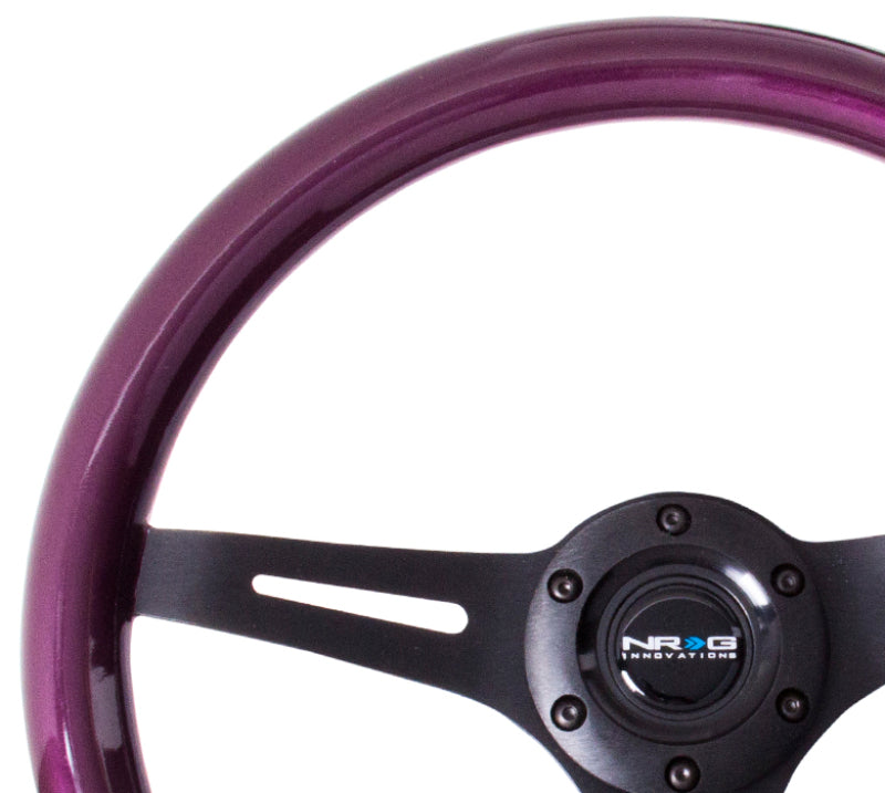 NRG Classic Wood Grain Steering Wheel (350mm) Purple Pearl/Flake Paint w/Black 3-Spoke Center NRG Steering Wheels AXOPROS