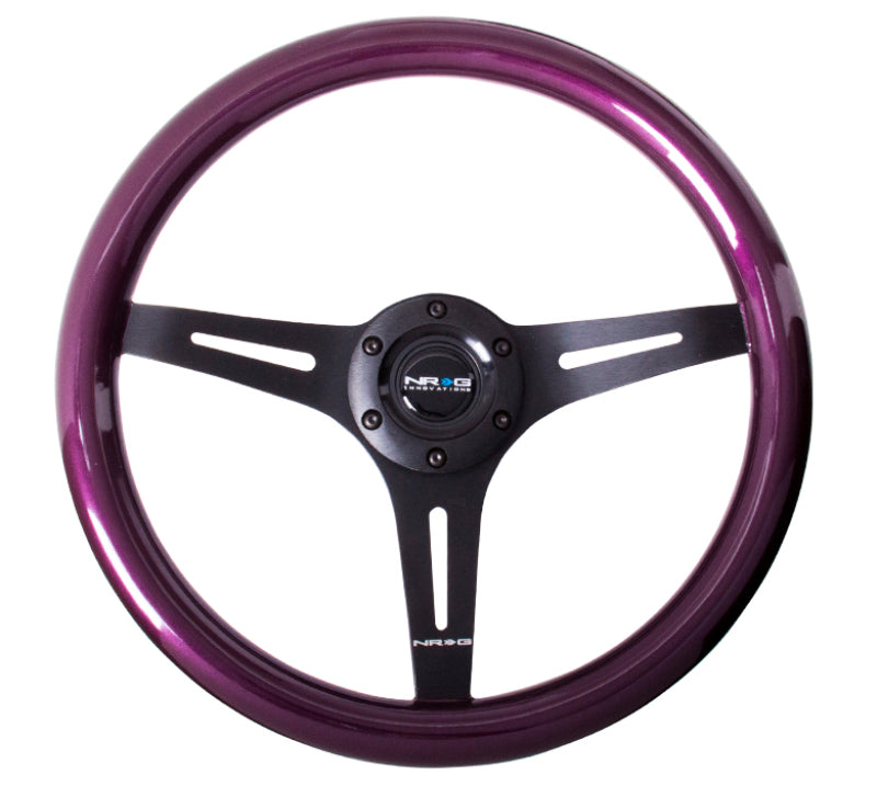 NRG Classic Wood Grain Steering Wheel (350mm) Purple Pearl/Flake Paint w/Black 3-Spoke Center NRG Steering Wheels AXOPROS