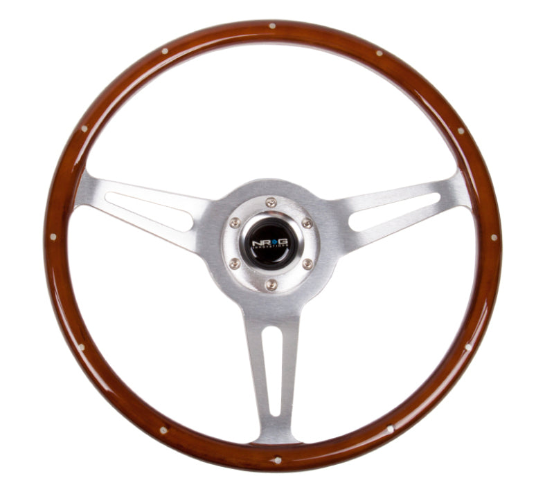 NRG Classic Wood Grain Steering Wheel (365mm) Wood w/Metal Inserts & Brushed Alum. 3-Spoke Center NRG Steering Wheels AXOPROS