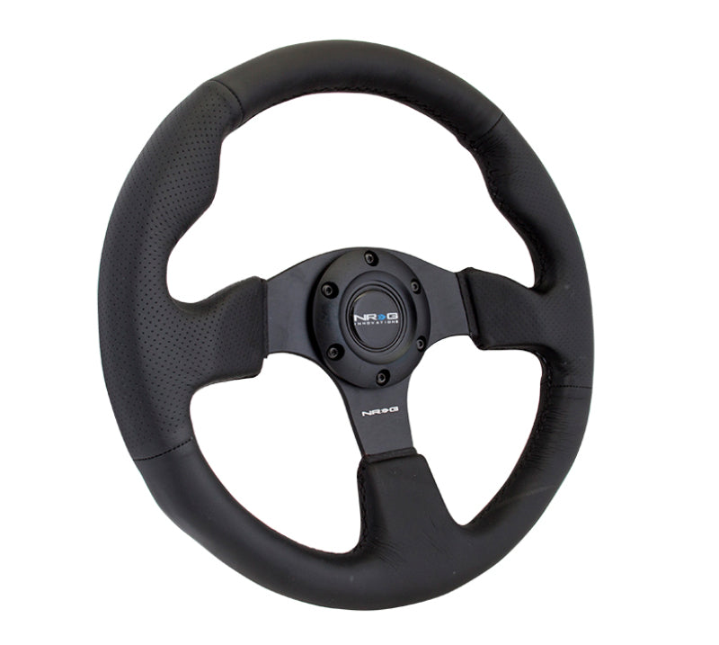 NRG Reinforced Steering Wheel (320mm) Black Leather w/Black Stitching NRG Steering Wheels AXOPROS