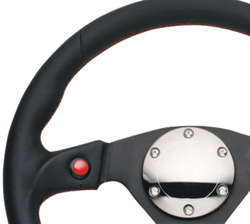NRG Reinforced Steering Wheel (320mm) Blk Leather w/Dual Buttons NRG Steering Wheels AXOPROS