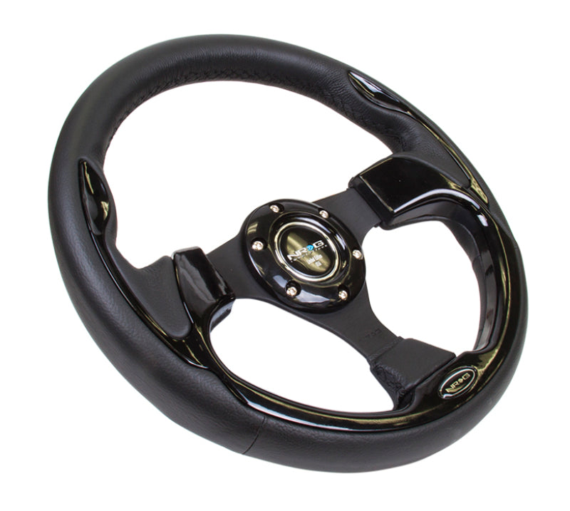 NRG Reinforced Steering Wheel (320mm) Blk w/Gloss Black Trim NRG Steering Wheels AXOPROS