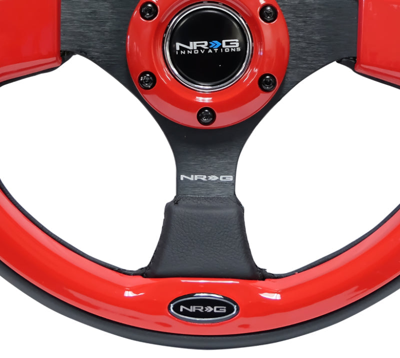 NRG Reinforced Steering Wheel (320mm) Blk w/Red Trim & 5mm 3-Spoke NRG Steering Wheels AXOPROS