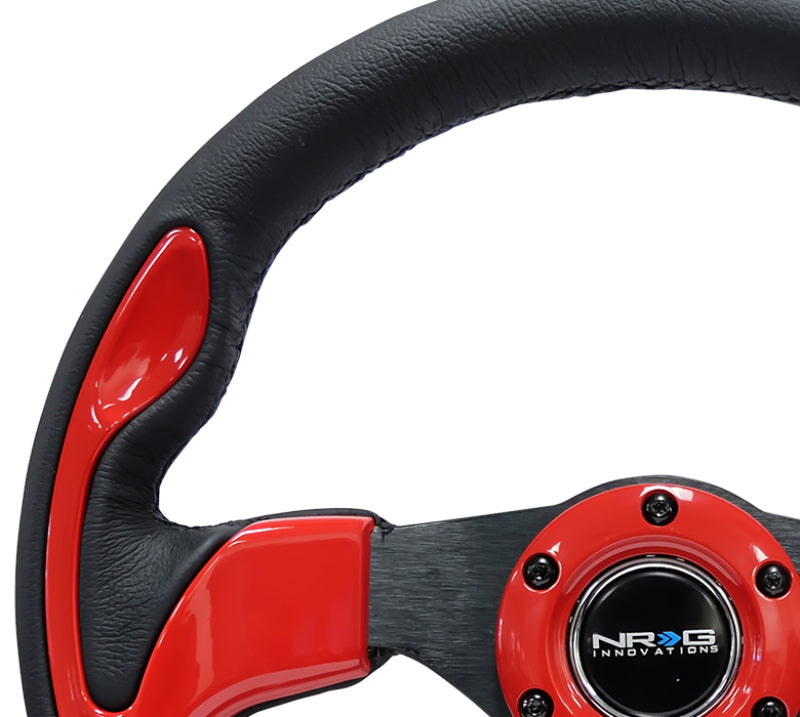 NRG Reinforced Steering Wheel (320mm) Blk w/Red Trim & 5mm 3-Spoke NRG Steering Wheels AXOPROS