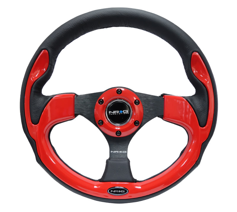 NRG Reinforced Steering Wheel (320mm) Blk w/Red Trim & 5mm 3-Spoke NRG Steering Wheels AXOPROS