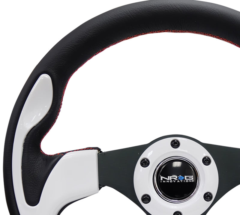 NRG Reinforced Steering Wheel (320mm) Blk w/White Trim & 4mm 3-Spoke NRG Steering Wheels AXOPROS