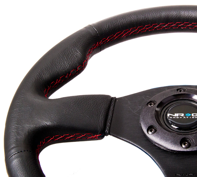 NRG Reinforced Steering Wheel (320mm) Leather w/Red Stitch NRG Steering Wheels AXOPROS