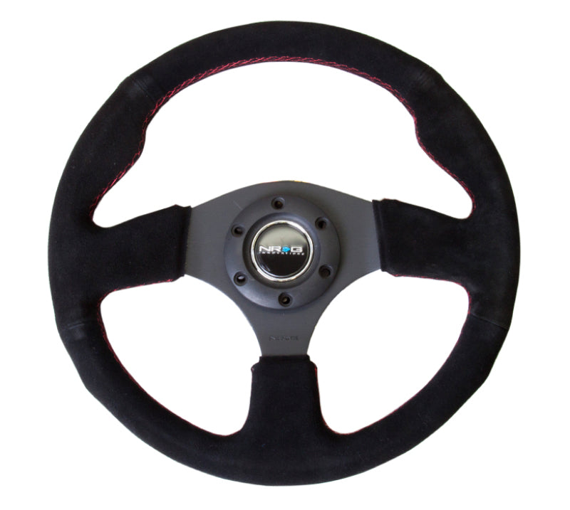 NRG Reinforced Steering Wheel (320mm) Suede w/Red Stitch NRG Steering Wheels AXOPROS