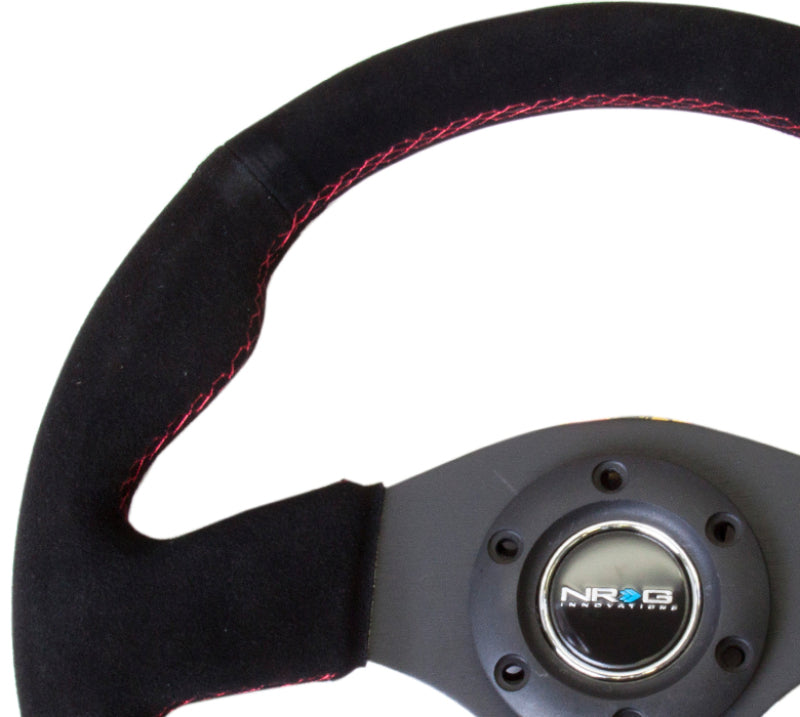 NRG Reinforced Steering Wheel (320mm) Suede w/Red Stitch NRG Steering Wheels AXOPROS