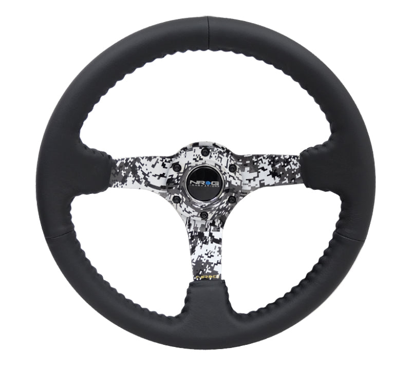 NRG Reinforced Steering Wheel (350mm / 3in. Deep) Blk Leather w/Hydrodipped Digi-Camo Spokes NRG Steering Wheels AXOPROS