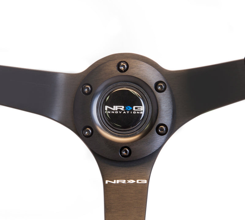 NRG Reinforced Steering Wheel (350mm / 3in. Deep) Blk Suede w/Blk BBall Stitch (Odi Bakchis Edition) NRG Steering Wheels AXOPROS