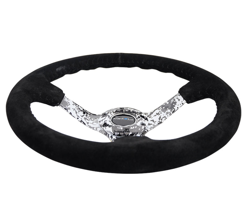 NRG Reinforced Steering Wheel (350mm / 3in. Deep) Blk Suede w/Hydrodipped Digi-Camo Spokes NRG Steering Wheels AXOPROS